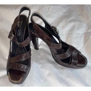 Donald Pliner Espresso Ostrich Heels - Size 9 1/2 M - New Without Box